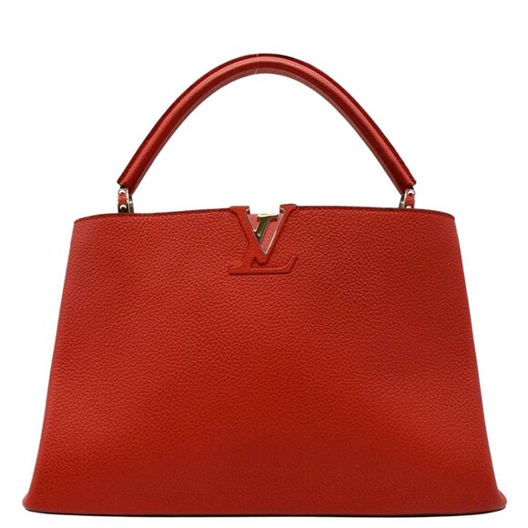 LOUIS VUITTON  Capucines MM Taurillon Leather Satchel Bag Orange - Picture 1 of 13